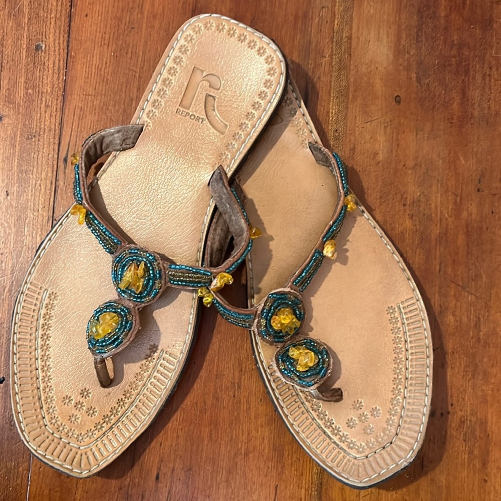 Report beaded flip flops